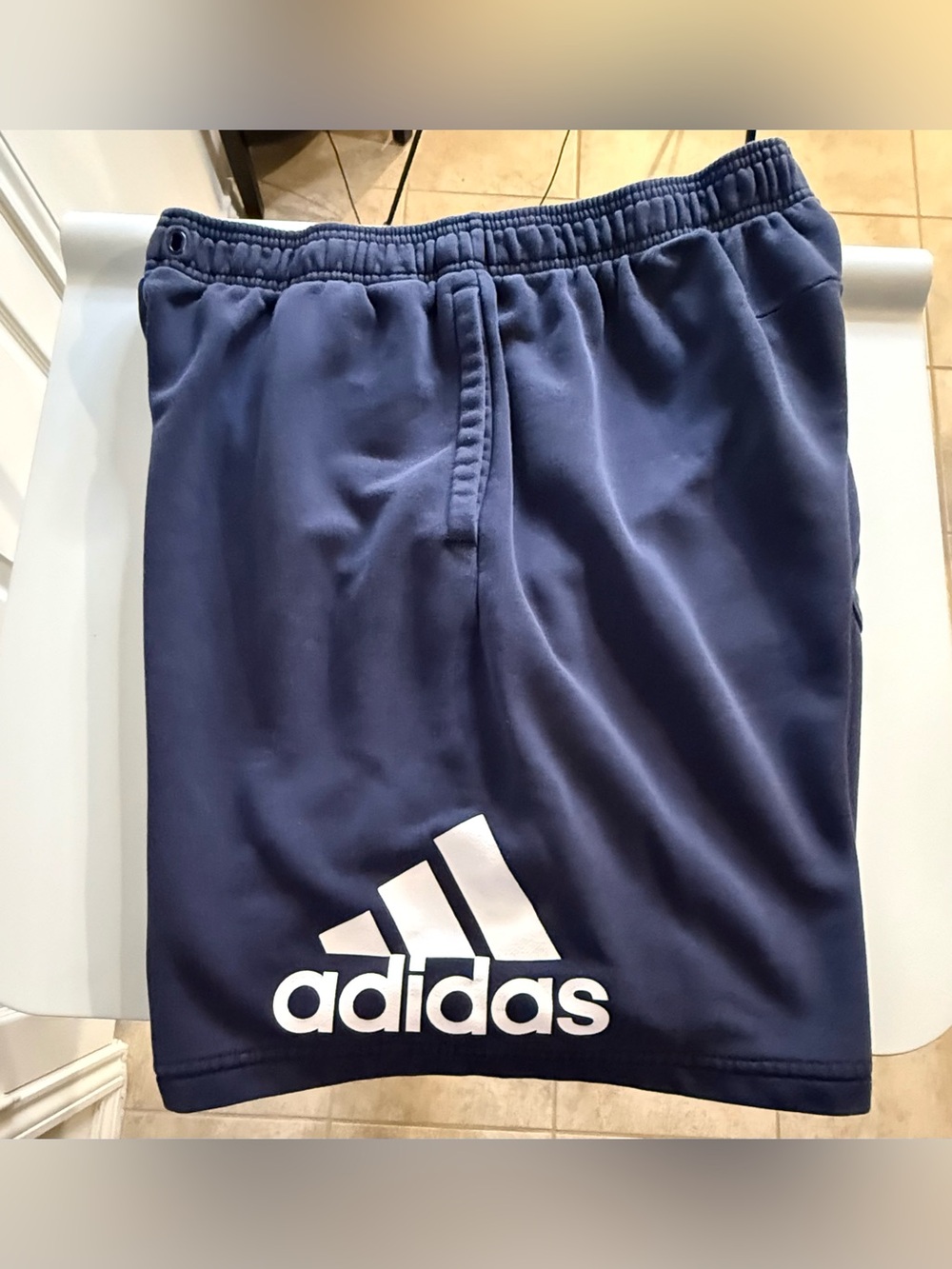 adidas Navy Athletic Shorts with White Logo